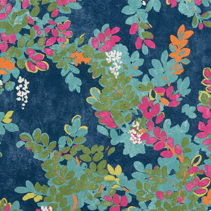 Thibaut Central Park Fabric in Navy and Pink