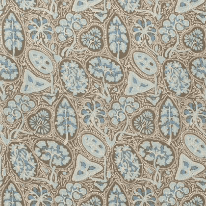 Thibaut Cochin Fabric in Aqua & Brown