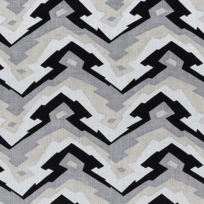 Thibaut Deco Mountain Fabric in Black and Grey