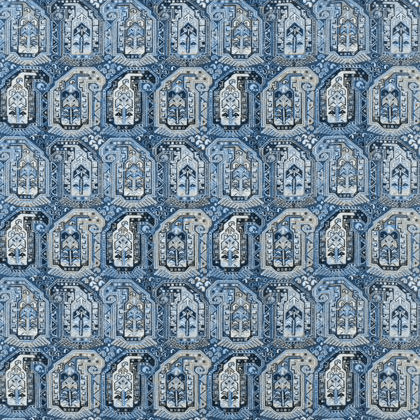 Thibaut Gleniffer Fabric in Blue and Beige