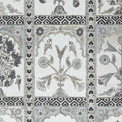 Thibaut Indian Panel Linen in Black and White