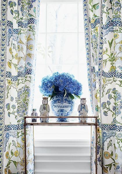 Thibaut Indian Panel Linen in Blue