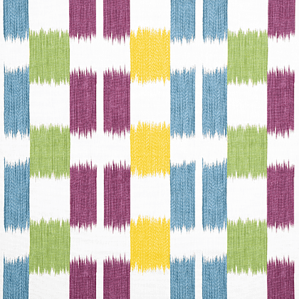 Thibaut Kasuri Fabric in Plum and Teal