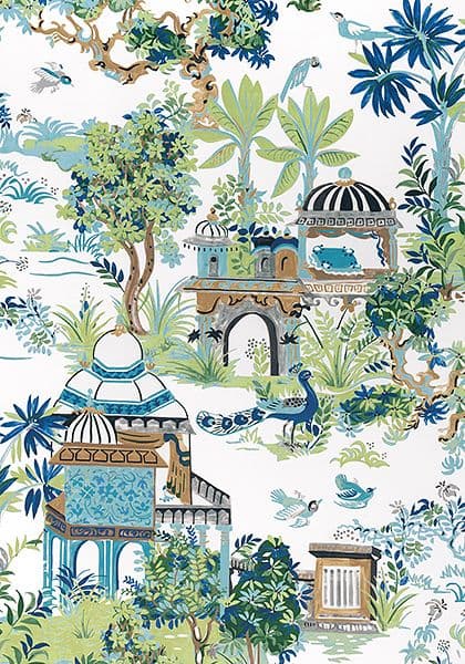 Thibaut Mystic Garden Fabric in Blue and Green