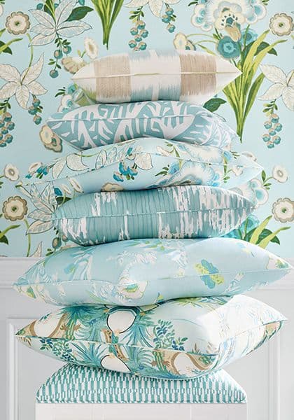 Thibaut Mystic Garden Fabric in Blue and Green