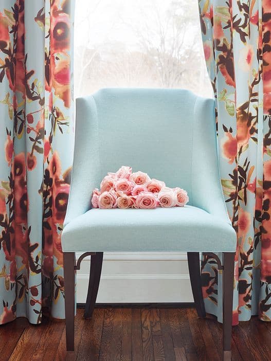 Thibaut Open Spaces Fabric in Aqua and Coral