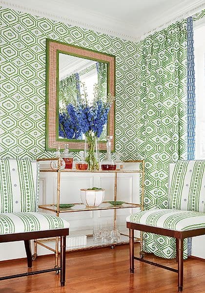 Thibaut Pass-A-Grille Linen in Green