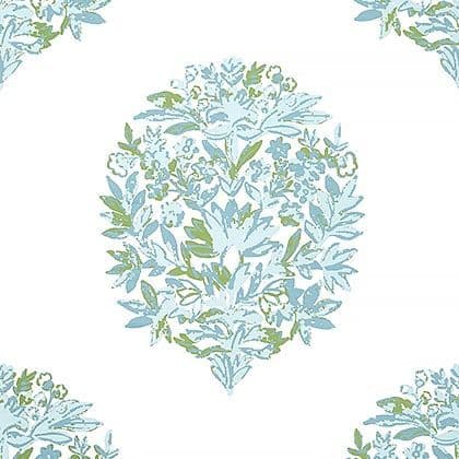 Thibaut Ridgefield Wallpaper in Green and Spa Blue