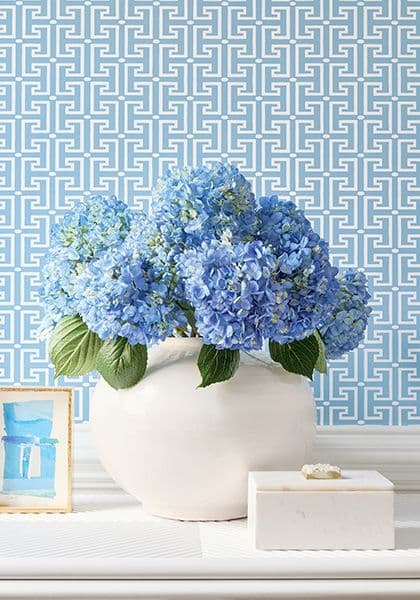 Thibaut T-Square Wallpaper in Spa Blue