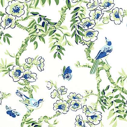 Thibaut Yukio Fabric in Blue and Green