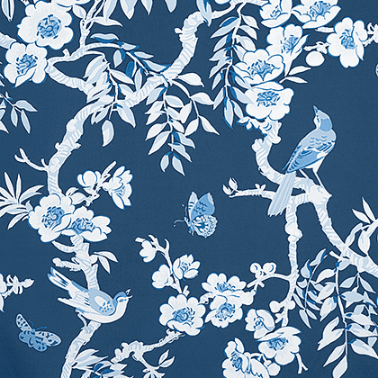 Thibaut Yukio Fabric in Navy and White