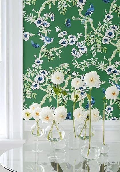 Thibaut Yukio Wallpaper in Blue and Green