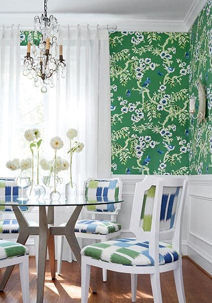 Thibaut Yukio Wallpaper in Blue and Green