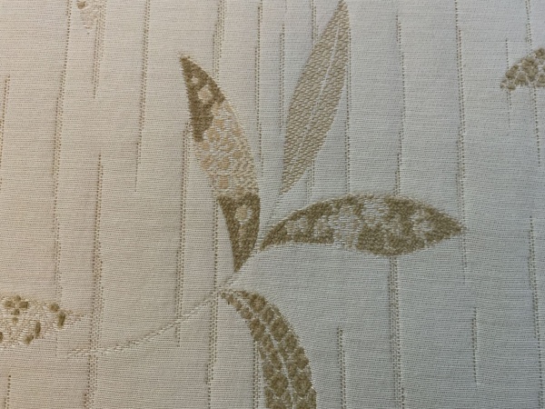 Quilted Chenille Cream Fabric in Bamboo Design. 3.9 mts