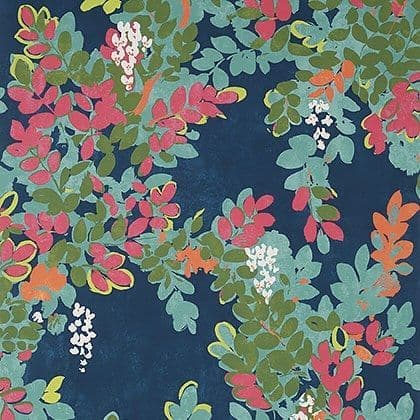 Thibaut Central Park Wallpaper in Navy and Pink