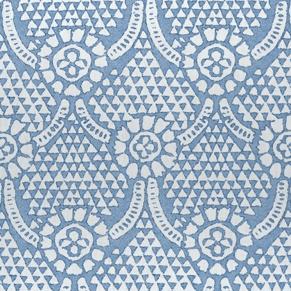 Thibaut Chamomile Fabric in Blue and White