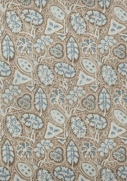 Thibaut Cochin Fabric in Aqua & Brown