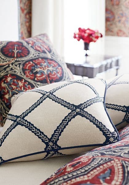 Thibaut Cochin Fabric in Blue & Red