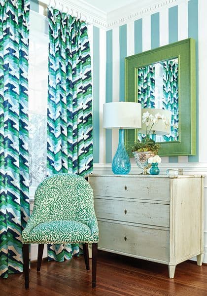 Thibaut Deco Mountain Fabric in Aqua