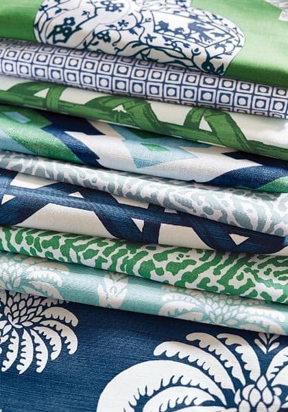 Thibaut Deco Mountain Fabric in Aqua