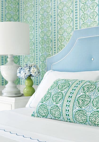 Thibaut Fair Isle Fabric in Green and Blue