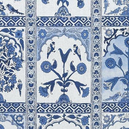 Thibaut Indian Panel Linen in Blue