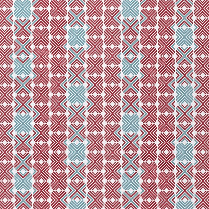Thibaut Jinx Fabric in Pool and Cranberry