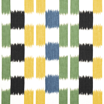 Thibaut Kasuri Fabric in Black and Green