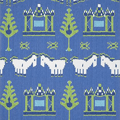 Thibaut Kingdom Parade Wallpaper in Blue and Green