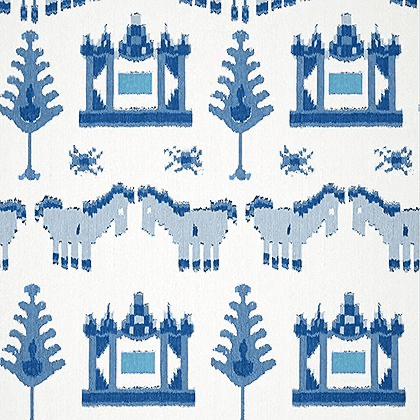 Thibaut Kingdom Parade Wallpaper in Blue and White