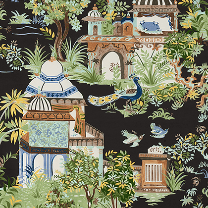 Thibaut Mystic Garden Fabric in Black