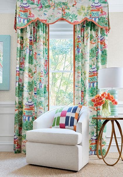 Thibaut Mystic Garden Fabric in Blue and White