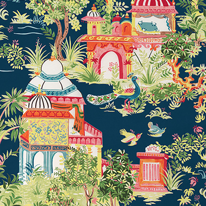 Thibaut Mystic Garden Fabric in Navy