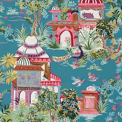 Thibaut Mystic Garden Fabric in Teal