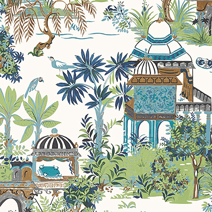 Thibaut Mystic Garden Wallpaper in Blue and Green