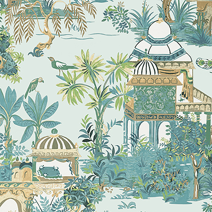 Thibaut Mystic Garden Wallpaper in Spa Blue