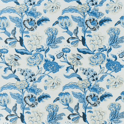 Thibaut Navesink Fabric in Blue and White. 1 metre remnant