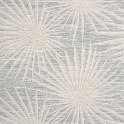 Thibaut Palm Frond Wallpaper in Metallic Silver on Beige