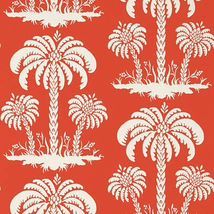 Thibaut Palm Island Wallpaper in Coral