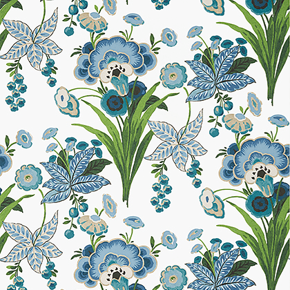 Thibaut Pasadena Wallpaper in Blue and Green