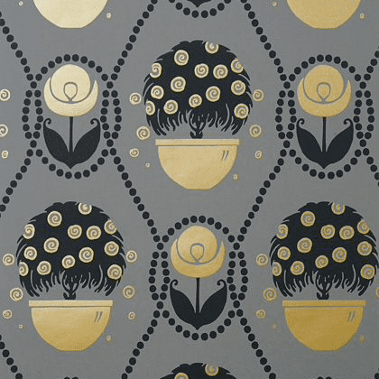 Thibaut Rene  Wallpaper in Metallic Gold on Charcoal