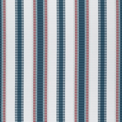 Thibaut Samba Stripe Fabric in Teal and Cranberry