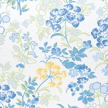 Thibaut Spring Garden Fabric in Blue & White