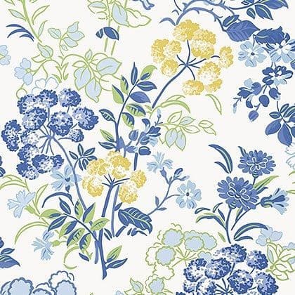 Thibaut Spring Garden Wallpaper in Blue and White