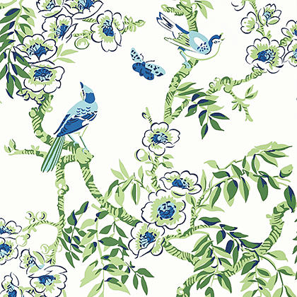Thibaut Yukio Wallpaper in Blue and Green